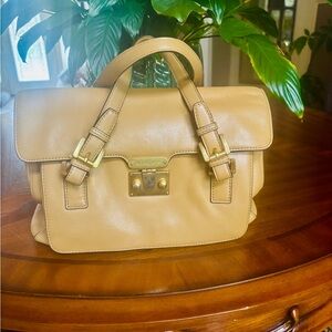 Michael Kors Tan Satchel with Gold-Toned Clasp